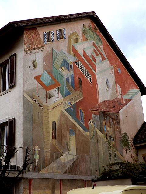 Fresque sur une façade à Bevaix